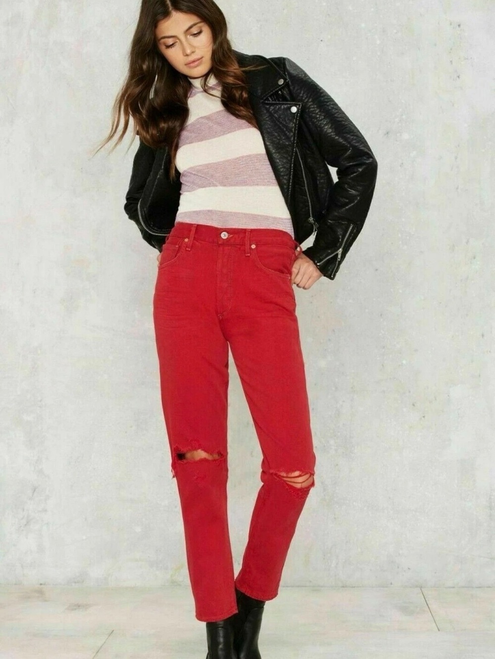 NWT Citizens of Humanity Liya High Rise Classic Jeans 26 Red Double Dare 1577C